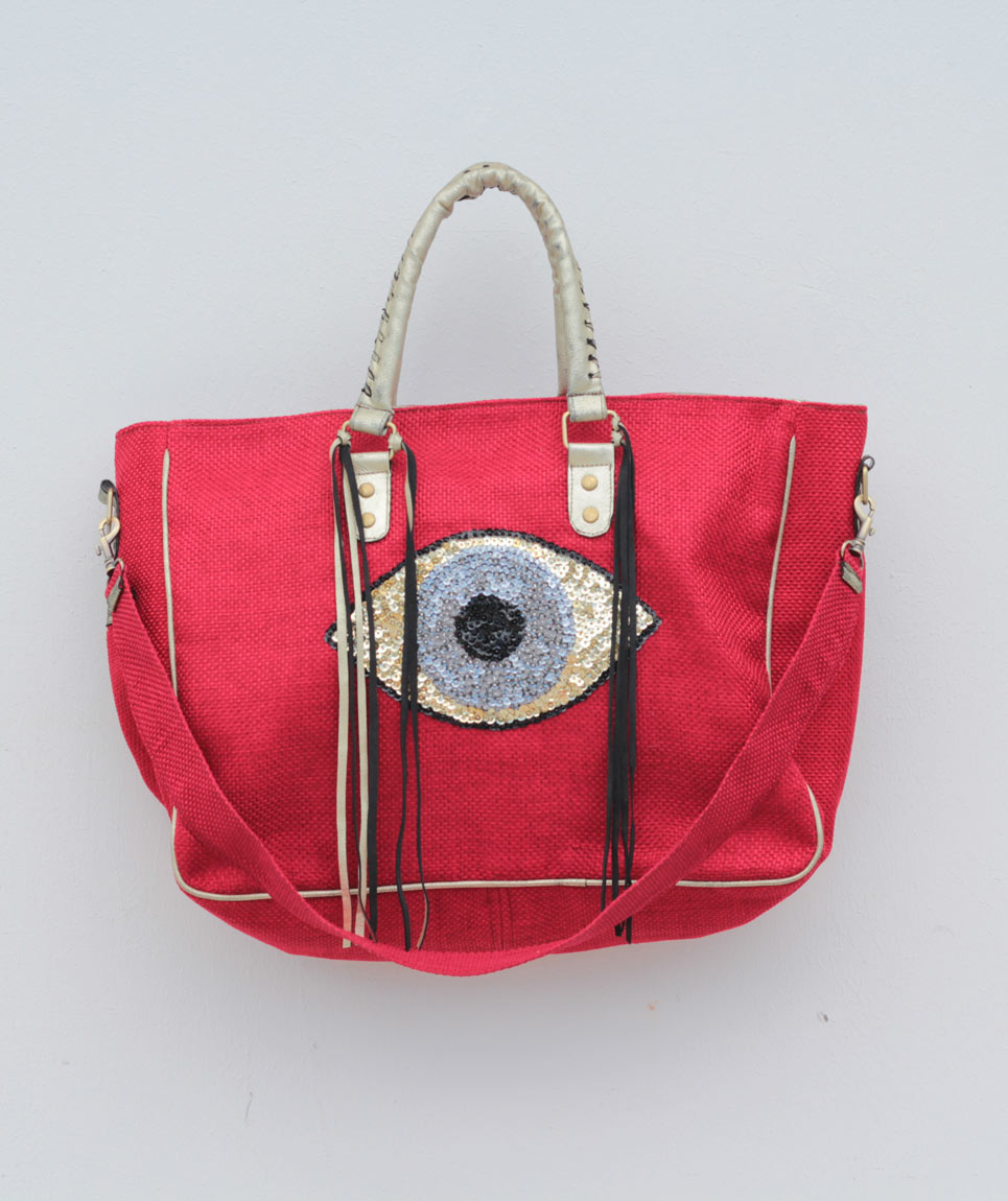 Cabas St Barth Evil Eye Red